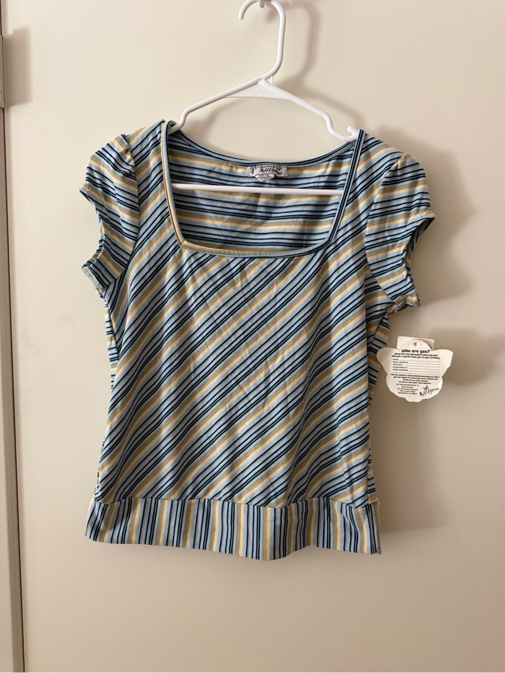 Deadstock Self Esteem Striped Square-Neck Women’s Top in Blue and Yellow